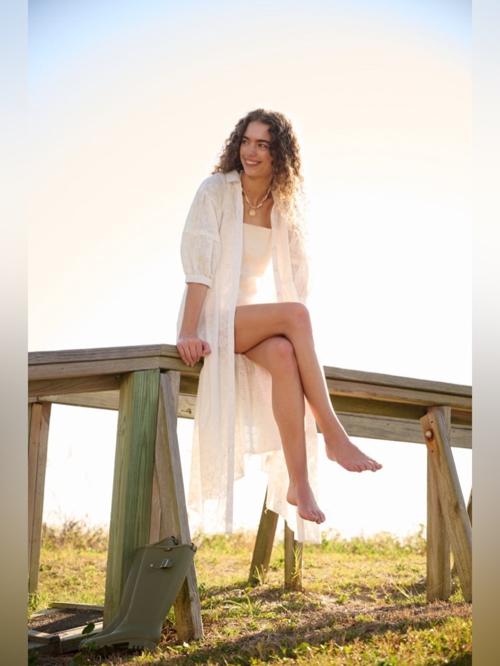 Brooks Ave Penne Cover Up Dress White Eyelet Size Small Nwot — image 3 of 8